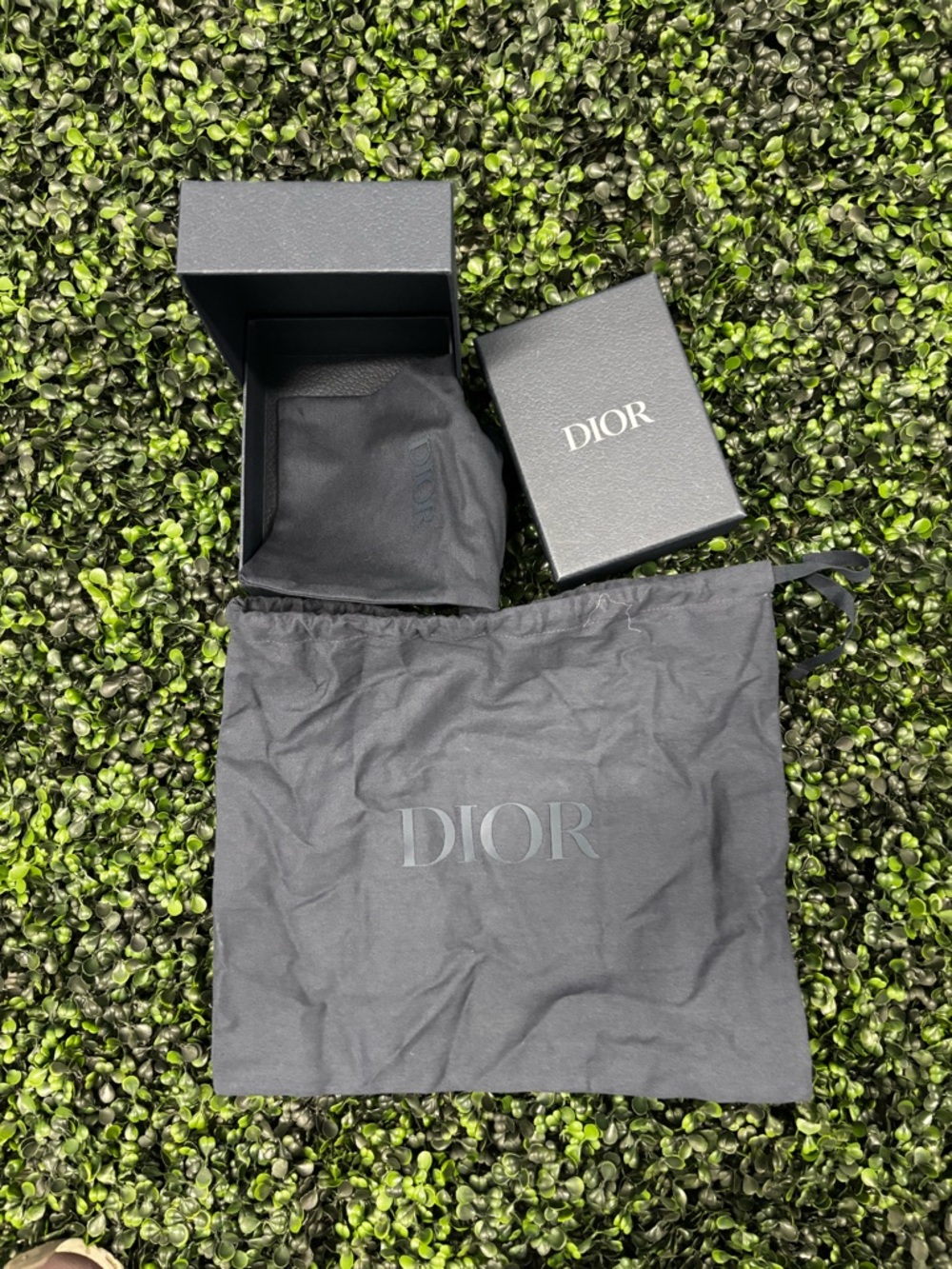 Dior Blue Logo Drawstring Pouch with Matching Boxes